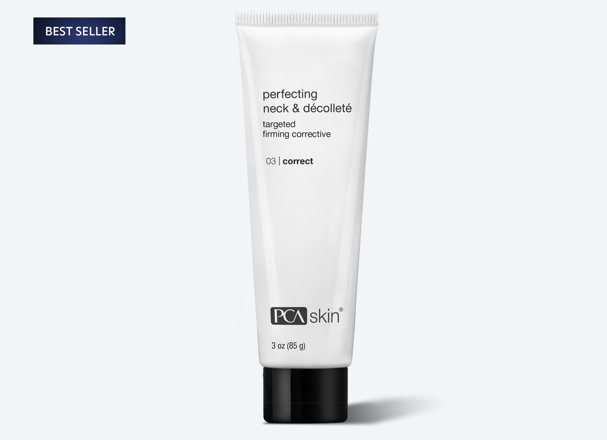 A white tube of PCA Skin Detoxifying Mask stands upright on a light grey background, featuring black and grey text with a sleek design and a black cap.